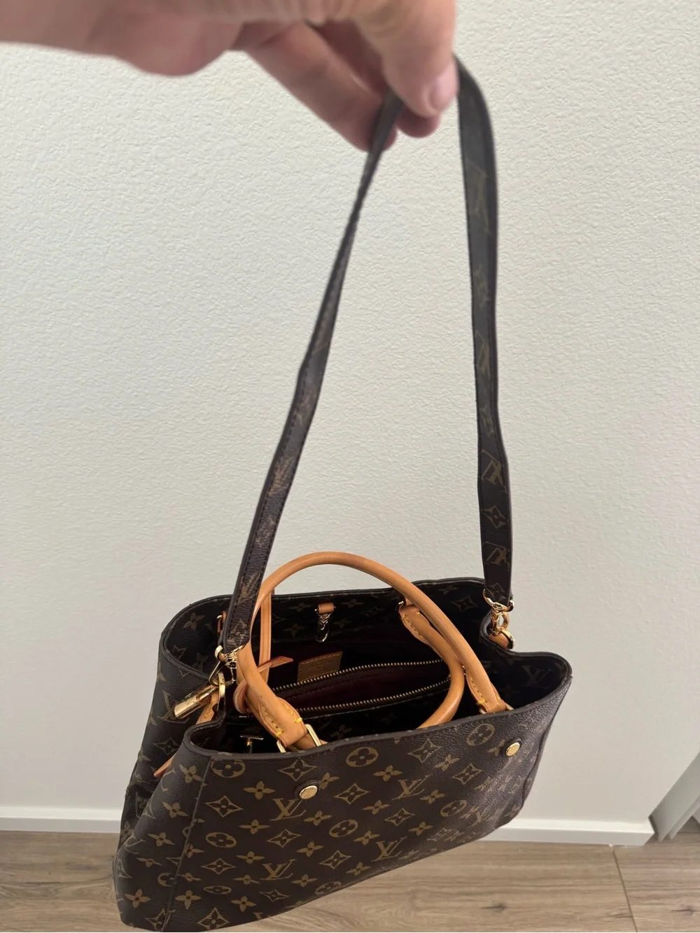Louis Vuitton  Montaigne Monogram Satchel in Brown and Tan Leather